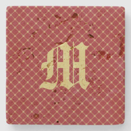 Benutzerdefiniertes Tudor Red and Gold Muster Steinuntersetzer