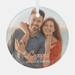 Benutzerdefiniertes Verlobtes Foto Ornament Aus Glas
