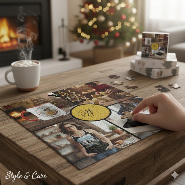 Benutzerdefiniertes Vier-Foto-Monogramm-Design Per (Custom Four Photo Monogram Design Perfect Jigsaw Puzzle)
