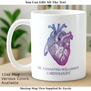 Benutzerdefiniertes, vintage anatomisches Herz mit Kaffeetasse
