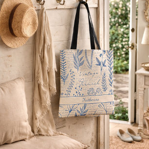 Benutzerdefiniertes Vintage Blaues Wildblumen Fran Tasche
