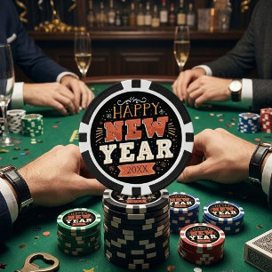 Benutzerdefiniertes Vintage-Frohes-Silvester-Desig Pokerchips
