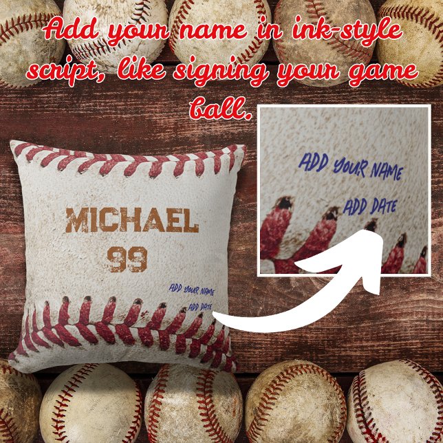 Benutzerdefiniertes Vintages Baseball-Geschenk - P Kissen (Personalized Baseball Gift throw pillow, Custom baseball gift with name  gift for baseball lover)