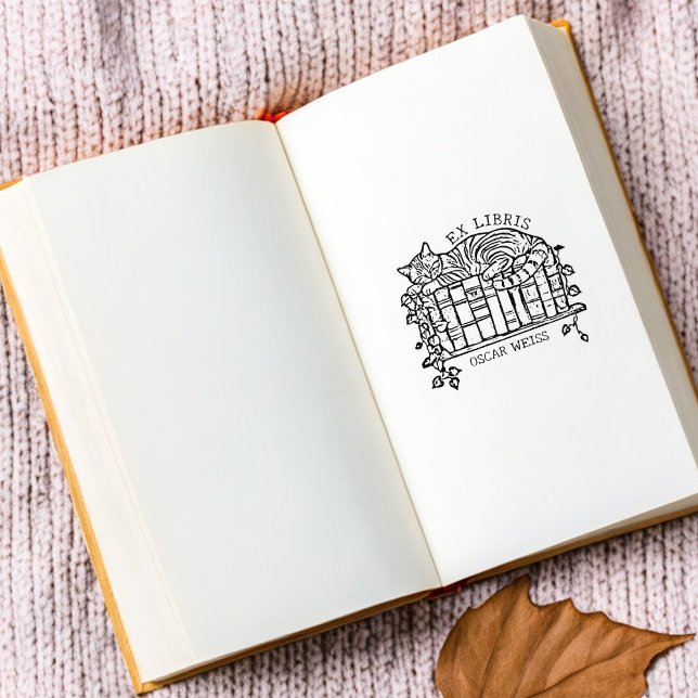 Benutzerdefiniertes Vintages Cat Sleeping-Buchzeic Gummistempel (Von Creator hochgeladen)