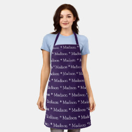 Benutzerdefiniertes violettes lila Namenstext Mode Schürze