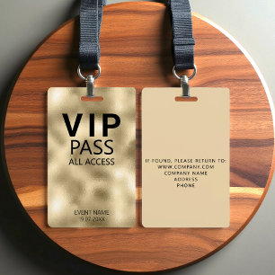 Benutzerdefiniertes VIP All Access Event Gold Abze Ausweis