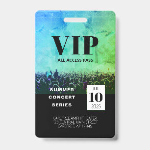 Benutzerdefiniertes VIP-All-Access-Konzertabzeiche Ausweis