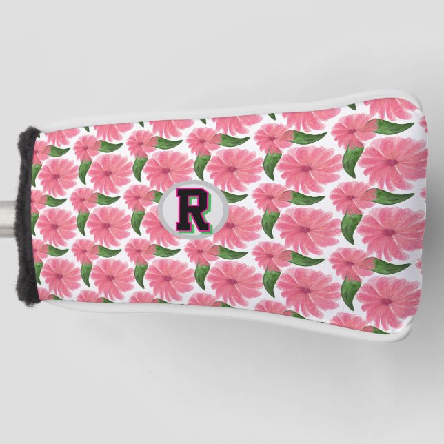 Benutzerdefiniertes Wasserfarben-Blumenmuster  Golf Headcover (Vorderseite)