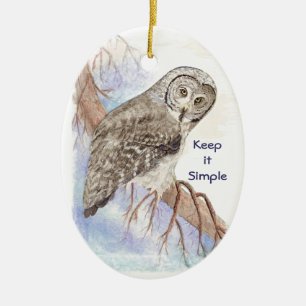 Benutzerdefiniertes Wasserfarben-Owl Behalten Einf Keramik Ornament