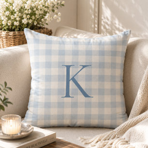 Benutzerdefiniertes weiches hellblaues Gingham-Erb Kissen