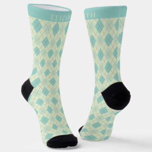 Benutzerdefiniertes weiches Pastell-Teal-Grün-Argy Socken
