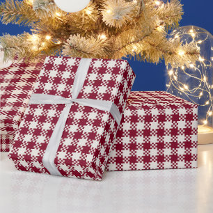 Benutzerdefiniertes Weihnachten Rot Weiß Kariert G Geschenkpapier