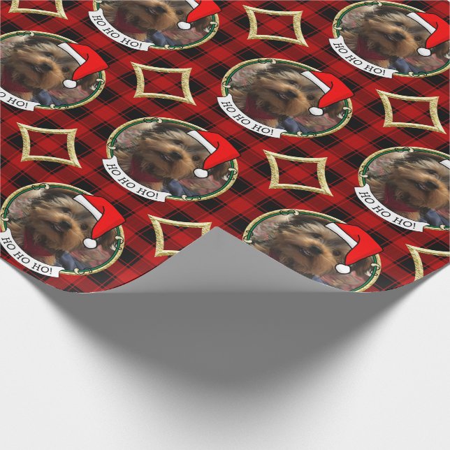 Benutzerdefiniertes Weihnachts-Foto Rot und Schwar Geschenkpapier (Ecke)