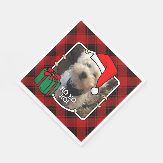 Benutzerdefiniertes Weihnachts-Foto Rot und Schwar Serviette (Ecke)