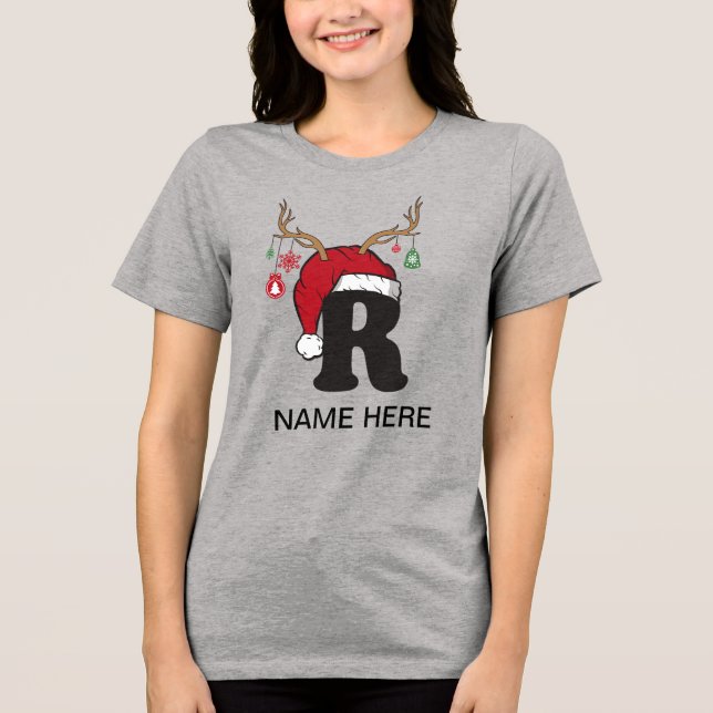 Benutzerdefiniertes Weihnachts-Shirt mit Name Tri-Blend Shirt (Vorderseite)