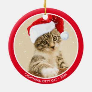 Benutzerdefiniertes Weihnachtsbaby-Kätzchen-Foto Keramik Ornament
