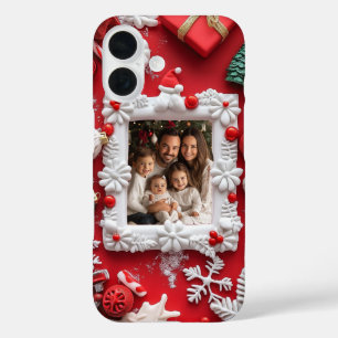 Benutzerdefiniertes Weihnachtsfoto Festliches Rot iPhone 16 Hülle