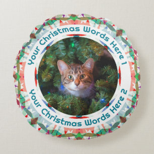 Benutzerdefiniertes Weihnachtsgeschenk mit Foto in Rundes Kissen