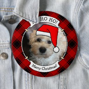 Benutzerdefiniertes Weihnachtsrot und Kariertes Fo Button