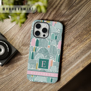 Benutzerdefiniertes Weiß Türkis Grün Pink abstrakt iPhone 15 Pro Max Hülle