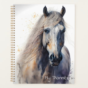 Benutzerdefiniertes Weißes Aquarell Pferd Planer