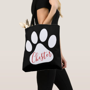 Benutzerdefiniertes weißes Dog Paw Motif auf schwa Tasche