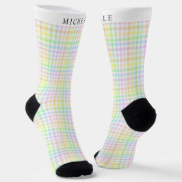 Benutzerdefiniertes weißes mehrfarbiges kariertes socken