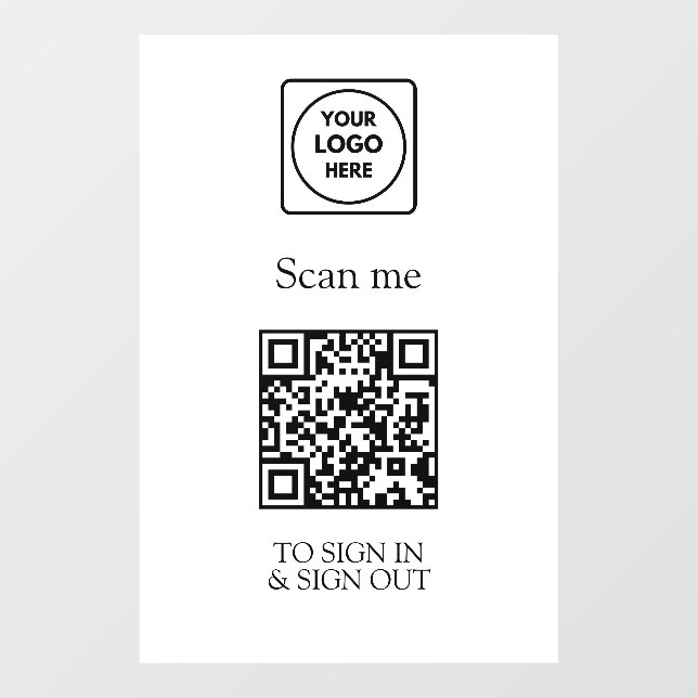 Benutzerdefiniertes weißes QR-Anmelde-Schild | Bes Fensteraufkleber (Blatt)