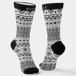 Benutzerdefiniertes weißes und schwarzes Aztekenmu Socken