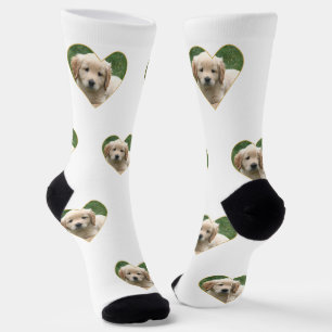 Benutzerdefiniertes Welpenhund-Foto auf weißen Cre Socken