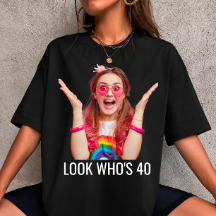 Benutzerdefiniertes 'Wer wird 40' Geburtstags-Foto T-Shirt