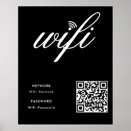 Benutzerdefiniertes Wifi Network QR Code Black Pos Poster