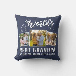Benutzerdefiniertes World's Best Grandpa 3 Foto Kissen