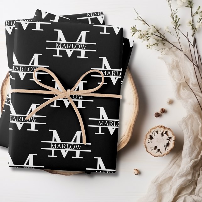Benutzerdefiniertes Wrapping für Personalisierte M Geschenkpapier Set (Elegant Personalized Monogram Name Custom Wrapping Wrapping Paper Sheets)