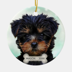 Benutzerdefiniertes Yorkshire Terrier Welpenhund-F Keramik Ornament