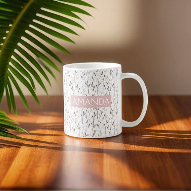 Benutzerdefiniertes zartes Wildblume-Design in wei Kaffeetasse (Von Creator hochgeladen)