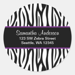 Benutzerdefiniertes Zebra-Adresslabel in Schwarz u Runder Aufkleber