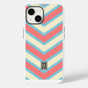 Benutzerdefiniertes Zickzack Monogramm Pastell Ora iPhone 14 Hülle