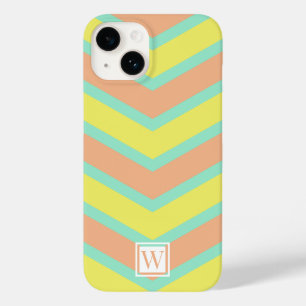 Benutzerdefiniertes Zickzack Monogramm weich orang Case-Mate iPhone 14 Hülle