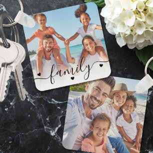 Benutzerdefiniertes Zwei-Foto-Doppelseitiges Famil Schlüsselanhänger