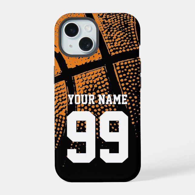 Benutzerfreundliche Basketball-Jersey-Nummer iPhone 15 Hülle (Rückseite)
