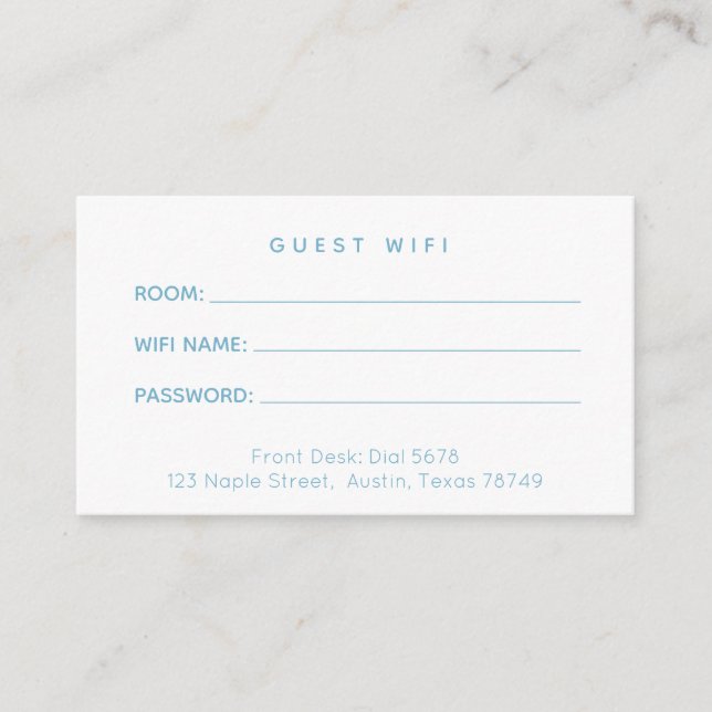 Benutzerfreundliche WLAN-Karte des Hotels Begleitkarte (Vorderseite)
