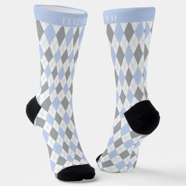 Benutzerfreundliches, blaues, weißes Raute-Muster Socken (Gewinkelt)