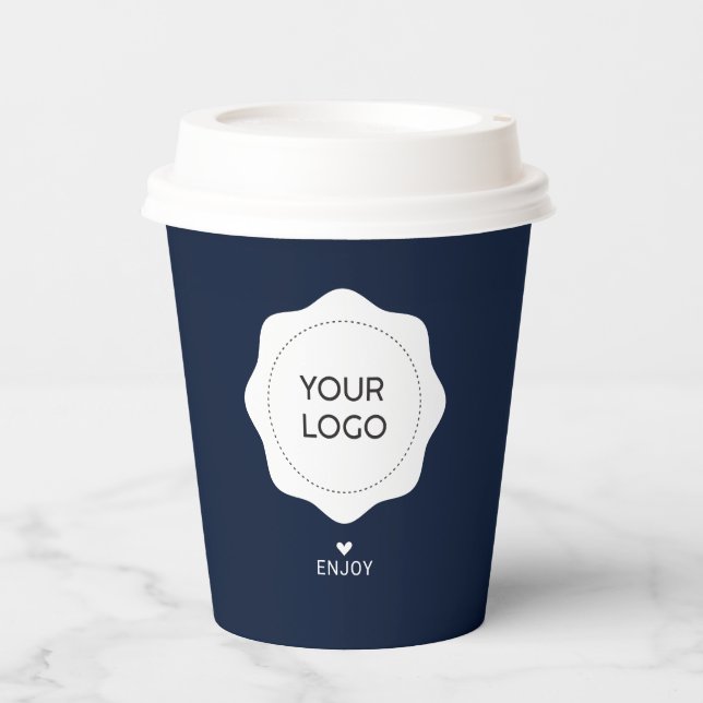 Benutzerfreundliches Navy-Business-Logo Pappbecher (Vorderseite)