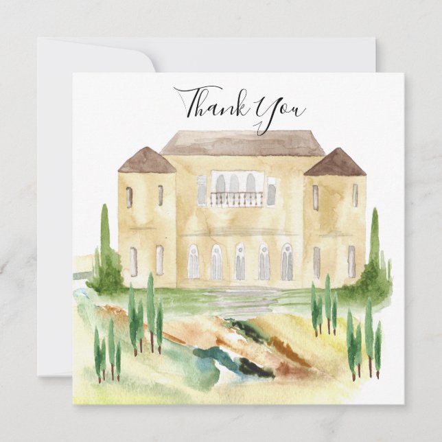 Benvenuti Italia Villa Wedding Vielen Dank Einladung (Vorderseite)