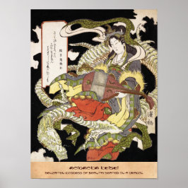 Benzaiten (Göttin der Schönheit) sitzend auf einem Poster