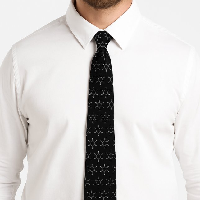 Benzene Molecule Muster Schwarz Krawatte (Benzene Molecule Pattern Black Neck Tie)