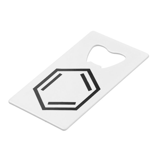 BENZENE RING SYMBOL GELDBEUTEL FLASCHENÖFFNER (Vorderseite Schrägansicht)