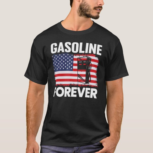 Benzin Forellengas Autos Patriotische Flagge der U T-Shirt (Vorderseite)