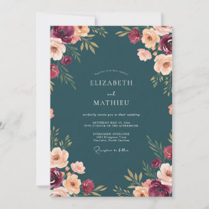 Benzin-Pflaume-Aquarell-Hochzeit Einladung